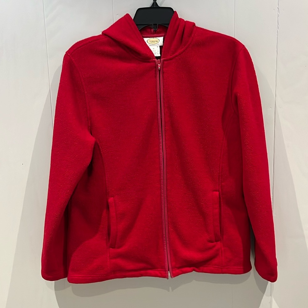 Talbot’s fleece hoodie. Zippered front with open side pockets.